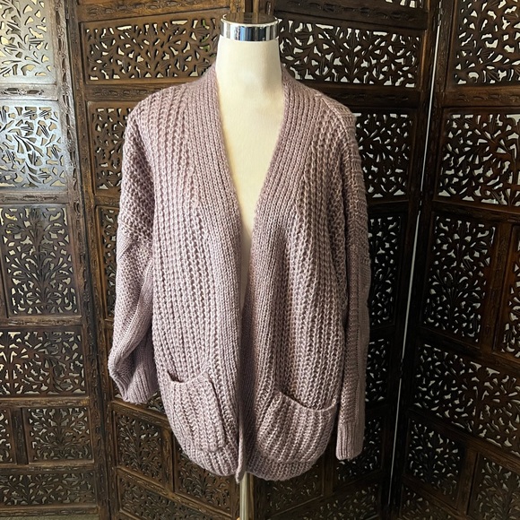 Lavender Lilac Cozy Oversized Cardigan - Picture 1 of 4